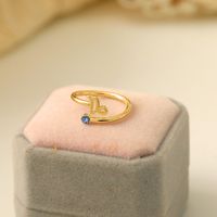 Stainless Steel 14K Gold Plated Hip-Hop Simple Style Classic Style Hollow Out Inlay Constellation Zircon Open Rings sku image 9
