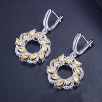 1 Pair Elegant Lady Modern Style Geometric Circle Plating Inlay Copper Zircon Drop Earrings sku image 6