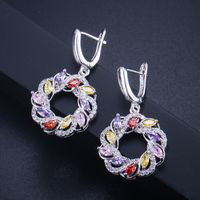 1 Pair Elegant Lady Modern Style Geometric Circle Plating Inlay Copper Zircon Drop Earrings sku image 1