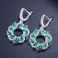 1 Pair Elegant Lady Modern Style Geometric Circle Plating Inlay Copper Zircon Drop Earrings sku image 4