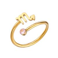 Stainless Steel 14K Gold Plated Hip-Hop Simple Style Classic Style Hollow Out Inlay Constellation Zircon Open Rings sku image 7