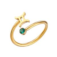 Stainless Steel 14K Gold Plated Hip-Hop Simple Style Classic Style Hollow Out Inlay Constellation Zircon Open Rings sku image 2