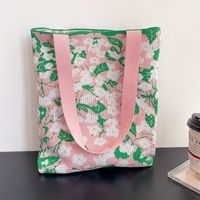 Women's Medium Knit Ditsy Floral Vintage Style Classic Style Bucket Open Bucket Bag sku image 3