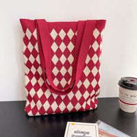 Women's Medium Knit Lingge Vintage Style Open Tote Bag main image 5