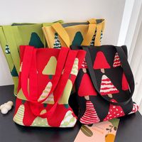 Femmes Moyen Tricoter Sapin De Noël Style Vintage Seau Ouvert Sac À Main main image 6