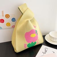 Women's Medium Knit Flower Cute Open Handbag sku image 1