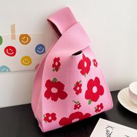 Women's Medium Knit Flower Cute Open Handbag sku image 2