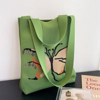 Women's Medium Knit Butterfly Classic Style Square Open Tote Bag main image 3