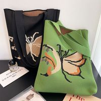 Women's Medium Knit Butterfly Classic Style Square Open Tote Bag main image 1