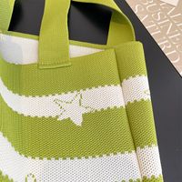 Women's Medium Knit Stripe Basic Classic Style Open Tote Bag main image 2