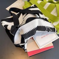Women's Medium Knit Stripe Basic Classic Style Open Tote Bag main image 5
