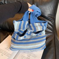 Women's Large Knit Stripe Vintage Style Classic Style Magnetic Buckle Shoulder Bag main image 4