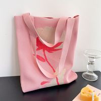 Women's Medium Knit Flower Vintage Style Open Tote Bag main image 4