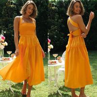 Women's Swing Dress Sexy Halter Neck Sleeveless Solid Color Maxi Long Dress Holiday Daily main image 6