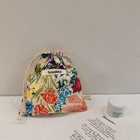 Women's Small Cotton Flower Streetwear String Cosmetic Bag sku image 2