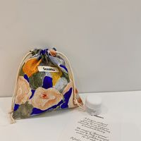 Women's Small Cotton Flower Streetwear String Cosmetic Bag sku image 4