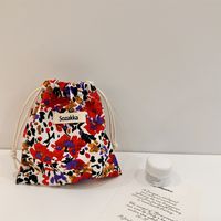 Women's Small Cotton Flower Streetwear String Cosmetic Bag sku image 5