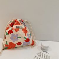 Women's Small Cotton Flower Streetwear String Cosmetic Bag sku image 3