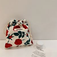 Women's Small Cotton Flower Streetwear String Cosmetic Bag sku image 1