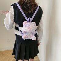 New Exquisite Furry Girl Shoulder Messenger Bag Internet Celebrity Same Cute Plush Bear Girls Backpack main image 2