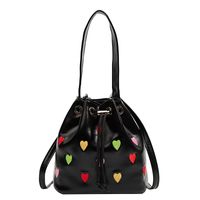 Women's Medium Pu Leather Stripe Heart Shape Vintage Style Classic Style Bucket String Bucket Bag main image 2