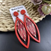 1 Pair Bohemian Simple Style Leaf Stoving Varnish Hollow Out Wood Drop Earrings main image 4