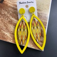 1 Pair Bohemian Simple Style Leaf Stoving Varnish Hollow Out Wood Drop Earrings sku image 1