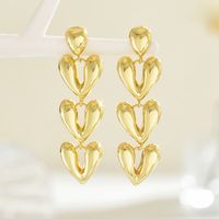 1 Pair Simple Style Solid Color Heart Shape Copper 18K Gold Plated Drop Earrings main image 5