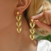 1 Pair Simple Style Solid Color Heart Shape Copper 18K Gold Plated Drop Earrings main image 4
