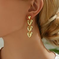 1 Pair Simple Style Solid Color Heart Shape Copper 18K Gold Plated Drop Earrings main image 7