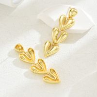 1 Pair Simple Style Solid Color Heart Shape Copper 18K Gold Plated Drop Earrings main image 6