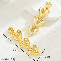 1 Pair Simple Style Solid Color Heart Shape Copper 18K Gold Plated Drop Earrings main image 3