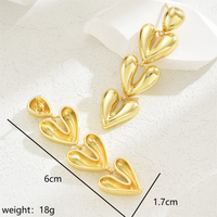 1 Pair Simple Style Solid Color Heart Shape Copper 18K Gold Plated Drop Earrings sku image 1