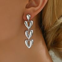 1 Pair Simple Style Solid Color Heart Shape Copper 18K Gold Plated Drop Earrings main image 9