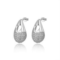 1 Paire Style Simple Style Classique Couleur Unie Incruster Le Cuivre Zircon Boucles D'Oreilles sku image 8