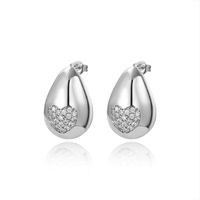 1 Paire Style Simple Style Classique Couleur Unie Incruster Le Cuivre Zircon Boucles D'Oreilles sku image 2