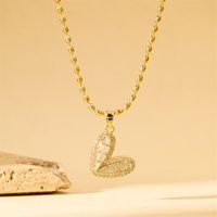 201 Stainless Steel Brass 18K Gold Plated Sweet Simple Style Classic Style Plating Inlay Heart Shape Flower Butterfly Zircon Pendant Necklace main image 3