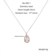 304 Stainless Steel Titanium Steel Simple Style Plating Inlay Geometric Natural Stone Pendant Necklace sku image 1