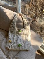 Frau Mittel Stricken Einfarbig Blume Basic Vintage-Stil Weben Quadrat Offen Schultertasche main image 5