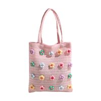 Women's Medium Straw Flower Vintage Style Classic Style Weave Square Open Shoulder Bag main image 2