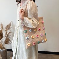 Women's Medium Straw Flower Vintage Style Classic Style Weave Square Open Shoulder Bag main image 3