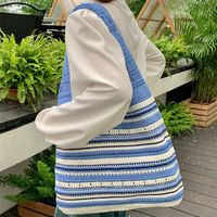 Women's Medium Knit Stripe Vintage Style Classic Style Weave Open Shoulder Bag main image 5