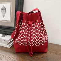 Women's Medium Knit Geometric Vintage Style Classic Style String Tote Bag sku image 19