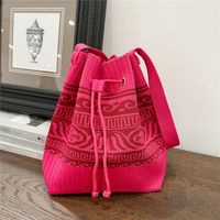 Women's Medium Knit Geometric Vintage Style Classic Style String Tote Bag sku image 18