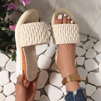 Women's Casual Vacation Solid Color Round Toe Wedge Slippers sku image 5