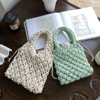 Women's Medium Cotton Solid Color Classic Style Weave String Handbag main image 1