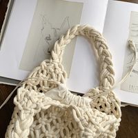 Women's Medium Cotton Solid Color Classic Style Weave String Handbag main image 3