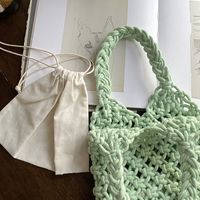 Women's Medium Cotton Solid Color Classic Style Weave String Handbag main image 4