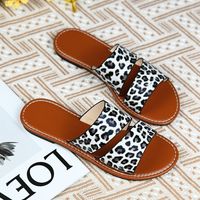 Women's Casual Vacation Solid Color Leopard Round Toe Slides Slippers main image 6
