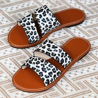 Women's Casual Vacation Solid Color Leopard Round Toe Slides Slippers main image 5